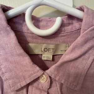 LOFT Lavender Linen/Cotton Button Down
